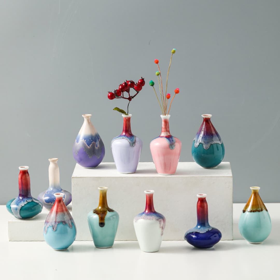 Unique Mini Ceramic Vases,glazed Vase,tiny Vases,little Glazed Ceramic