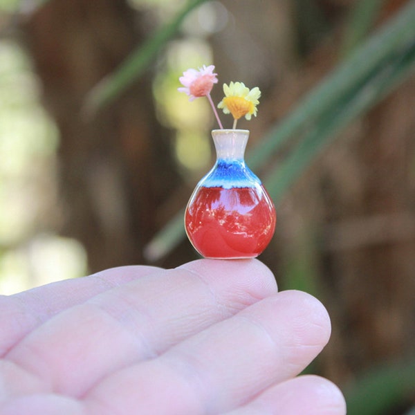 Miniature vase for cats whiskers,Tiny Vases,Little glazed Ceramic Pot,Tiny Pottery,Ceramic Vase,Miniature Plant Pots,Dollhouse Decor