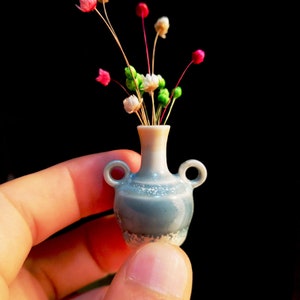 Unieke miniatuur vaas, kleine vazen, kleine geglazuurde keramische pot, klein aardewerk, keramische vaas, miniatuur plantenpotten, schattige mini vaas, poppenhuis decor