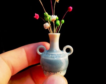Unieke miniatuurvaas, kleine vazen, kleine geglazuurde keramische pot, klein aardewerk, keramische vaas, miniatuur plantenpotten, schattige minivaas, decor poppenhuis