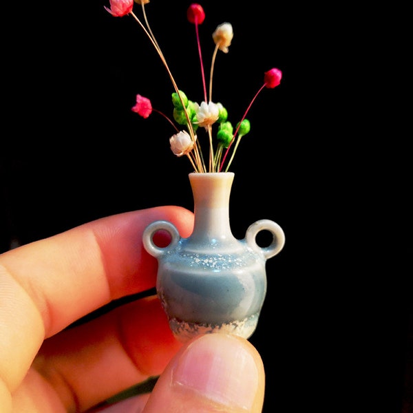 Unique Miniature Vase,Tiny Vases,Little glazed Ceramic Pot,Tiny Pottery,Ceramic Vase,Miniature Plant Pots,Cute Mini Vase,Dollhouse Decor