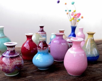 Unique Miniature Vase,Tiny Vases,Little glazed Ceramic Pot,Tiny Pottery,Ceramic Vase,Miniature Plant Pots,Dollhouse Decor,Cat whisker vase