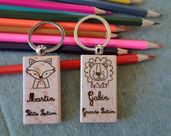 Personlig graverad träetikett för bagage/skolväska