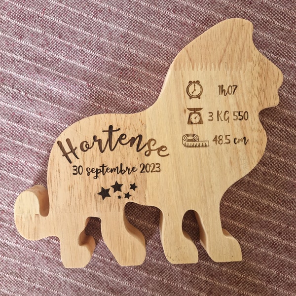 Personalized wooden piggy bank for child birth gift