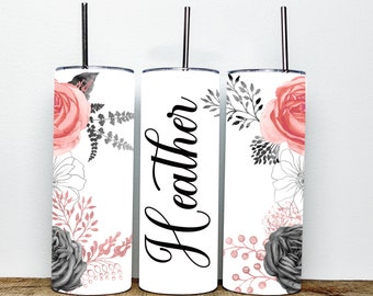 Personalized Skinny Tumbler, Personalized Tumbler, Custom Tumbler with Straw, Bridesmaid, Teacher Gift, Mother's Day Gift