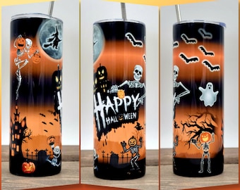 Vaso de Halloween, vaso de otoño, vasos de Halloween, vaso fantasma, vaso de calabaza, vaso de murciélago, vaso delgado, vaso espeluznante, vaso espeluznante