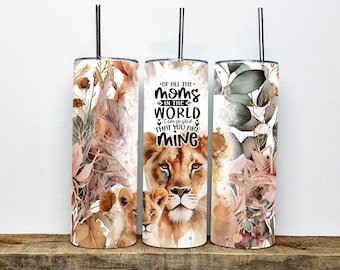 Muttertag Löwe Mama Zitat Blumenbecher -Süßes Muttertagsgeschenk für Mama - Inspirierende Mama Becher für Frauen - Süßer Mutter Spruch Becher