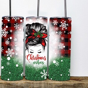 Christmas Vibes Tumbler | Christmas Tumbler | Christmas Gifts under 25 | Christmas Gift | Gifts For Her | 20oz Skinny Tumbler | Mom Life Cup