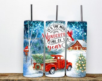 Es ist die schönste Zeit des Jahres Becher für Weihnachten - Weihnachts-LKW-Becher Weihnachtsgeschenk für sie - Niedlicher Weihnachtsbaum-Becher