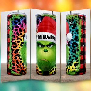 Bah Humbug Grinch Tumbler | Christmas Tumbler | Gifts under 25 | Christmas Gift | Gifts For Her | 20oz Tumbler | Tie Dye Tumbler | Cheetah