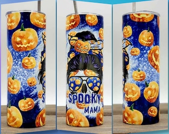 Bicchiere magro da 20 once, Bicchiere magro di Halloween, Bicchiere magro Spooky Mama, Bicchiere di fantasmi, Bicchiere magro di Halloween, Bicchiere in acciaio inossidabile da 20 once
