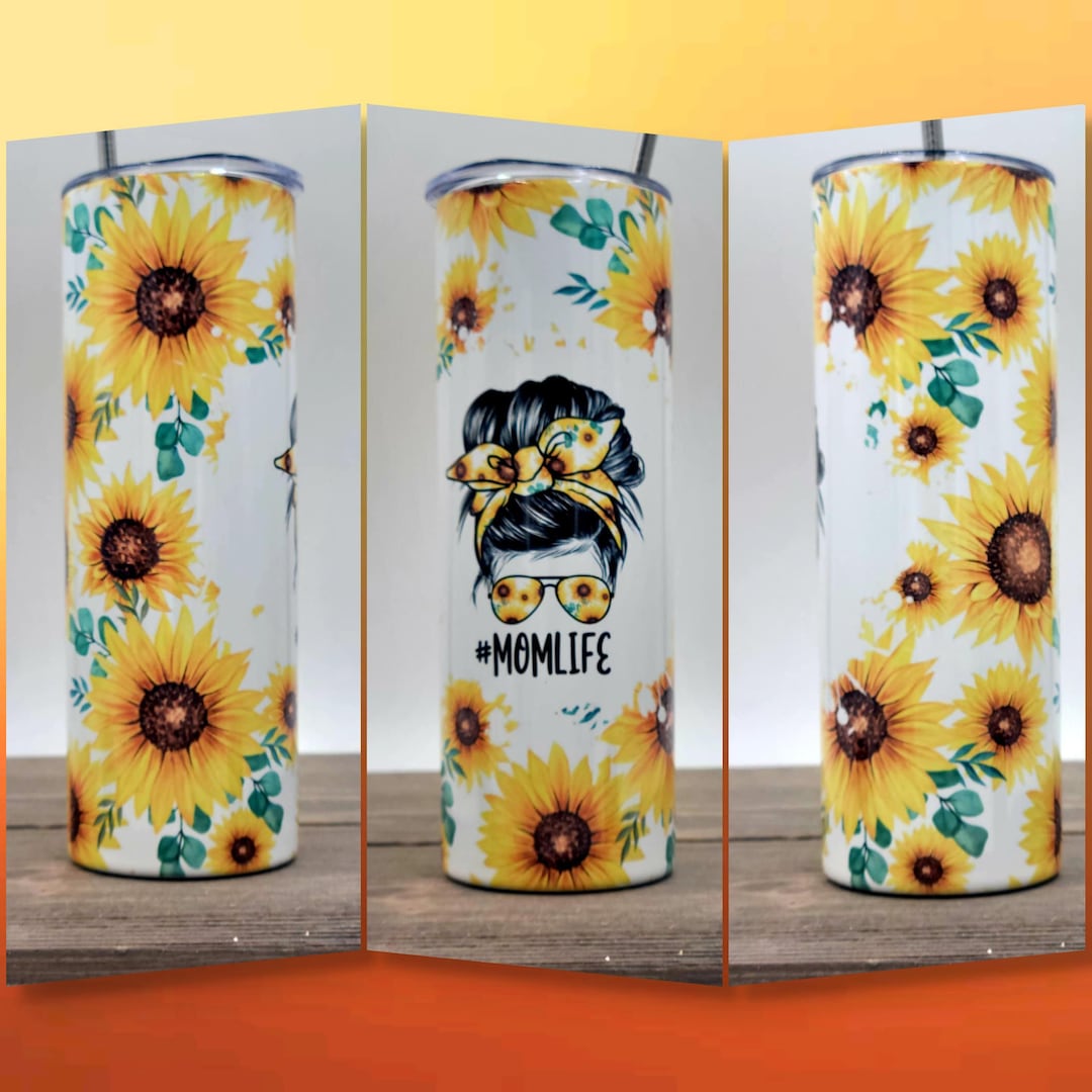 White Sunflower Tumbler | #momlife | Mom Life Tumbler | 20oz Skinny ...