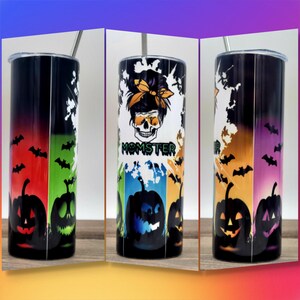 Halloween Momster Tumbler, Pumpkin 20oz Skinny Tumbler, October Gift for Mom, Fall Pumpkin Tumbler, Halloween Tumbler, Momster Tumbler