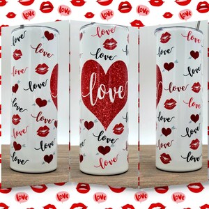Valentines Day Gift for Her, Valentine&#39;s Day Gift for Girlfriend, Hearts Tumbler, Valentines Day Gift for Wife, Valentines Cup, Faux Glitter