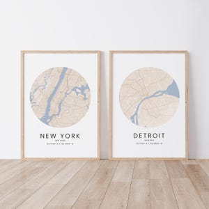 Set Of 2 Custom Maps, Custom Map Print, Personalized Map Print, City Map, Housewarming, Anniversary, Custom Map, Home Town Map
