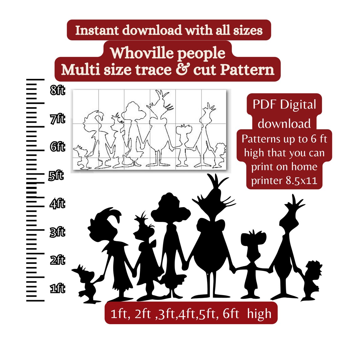 C7 Whoville Singing Family, Print Trace &amp; Cut Stencil Pattern ,yard Art ...