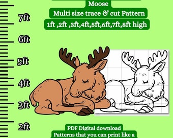 Life size Bull Moose calf silhouette Printable trace and Cut Template Stencil,PDF woodworking pattern, yard art pattern, diy cutout