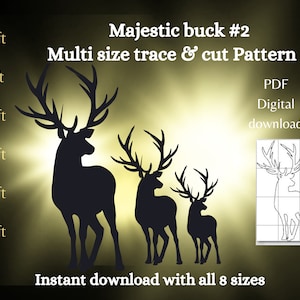 5ft 6ft 7ft majestic buck silhouette Printable, trace and Cut Christmas Templates, Stencil PDF woodworking pattern,deer santas reindeer