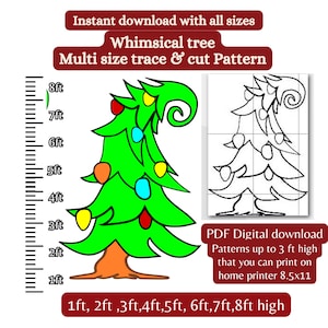 Plantilla para exhibición de árbol de Navidad, plantilla imprimible en PDF, carpintería, recorte de cartón, letrero de coroplast, plantilla digital