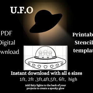1ft to 6ft ufo prop Stencil silhouette template, ufo Yard art cut out signs, yard silhouette pattern , woodworking pdf print, cutout build