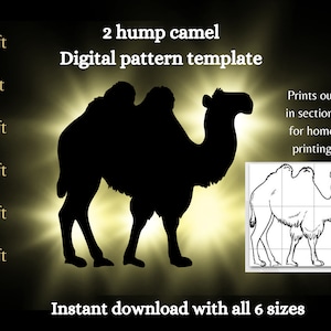 1ft bis 6ft Kamel Schablone Muster, PDF Vorlage zum Nachzeichnen und Schneiden, 6 Größen Weihnachtskrippe Silhouette druckbare Schablone, PDF Hofkunst