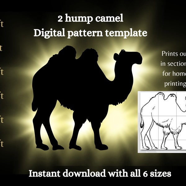 1ft to 6ft Camel stencil pattern, pdf trace and cut template, 6 sizes christmas nativity scene silhouette printable stencil, pdf yard art