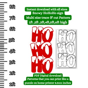 Patrón de letrero navideño caprichoso hohoho, plantilla digital para imprimir, trazar y cortar, patrón en PDF, silueta de arte de jardín, recorte de carpintería, Ho ho ho