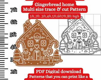 life size gingerbread house home, pattern PDF template ,Printable trace and Cut, Christmas silhouette Template, Stencils pdf yard art plans