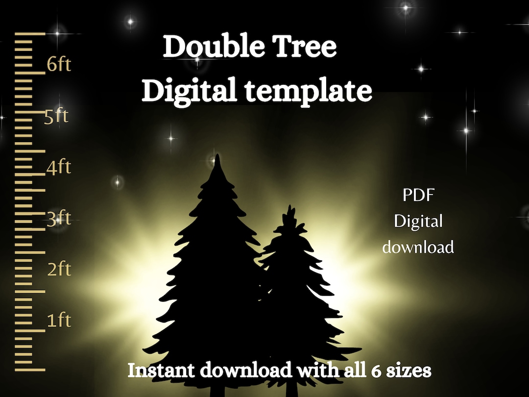 5ft 6ft Double Tree PDF Template ,printable Trace and Cut, Pine Tree ...