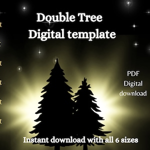 Modèle PDF double arbre de 1,50 m, tracé et découpe imprimables, modèle de sapin, grands pochoirs numériques, décorations de pelouse de Noël art de jardin