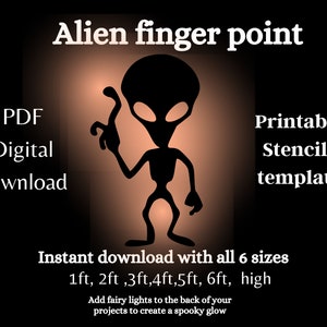 Small large PDF Alien Stencil silhouette template, ufo Yard art cut out signs, yard silhouette pattern , woodworking pdf plans
