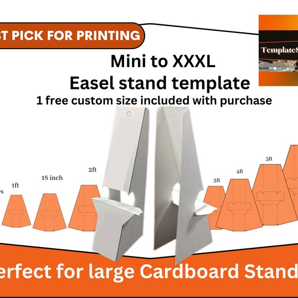 1ft 2ft 3ft 4ft 5ft 6ft Stand template for cardboard cutout standee, single, printable pdf png ,standing character, 3d stand,party decor