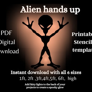 6 sizes Alien Stencil silhouette template, ufo Yard art cut out signs PDF, yard silhouette pattern , woodworking diy scroll saw pattern