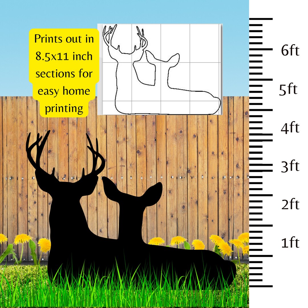 1ft to 6ft Buck, Doe, Deer Silhouette, Yard Art Pattern, Pdf Digital ...