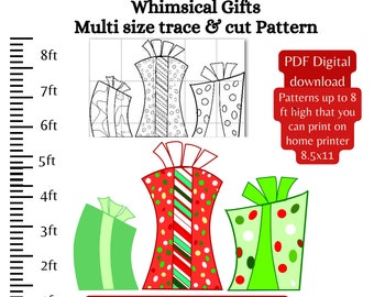 Skurril Geschenk-Box-Set, digitale Schablonen drucken und schneiden, PDF-Schnittmuster, Hof Kunst Weihnachten Silhouette Holzbearbeitung Geschenke, Elfen Geschenke