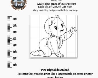 Diy Giant baby crawling,yard card announcement template, pdf tracing cut pattern, digital stencil, baby shower decor, woodworking stencils