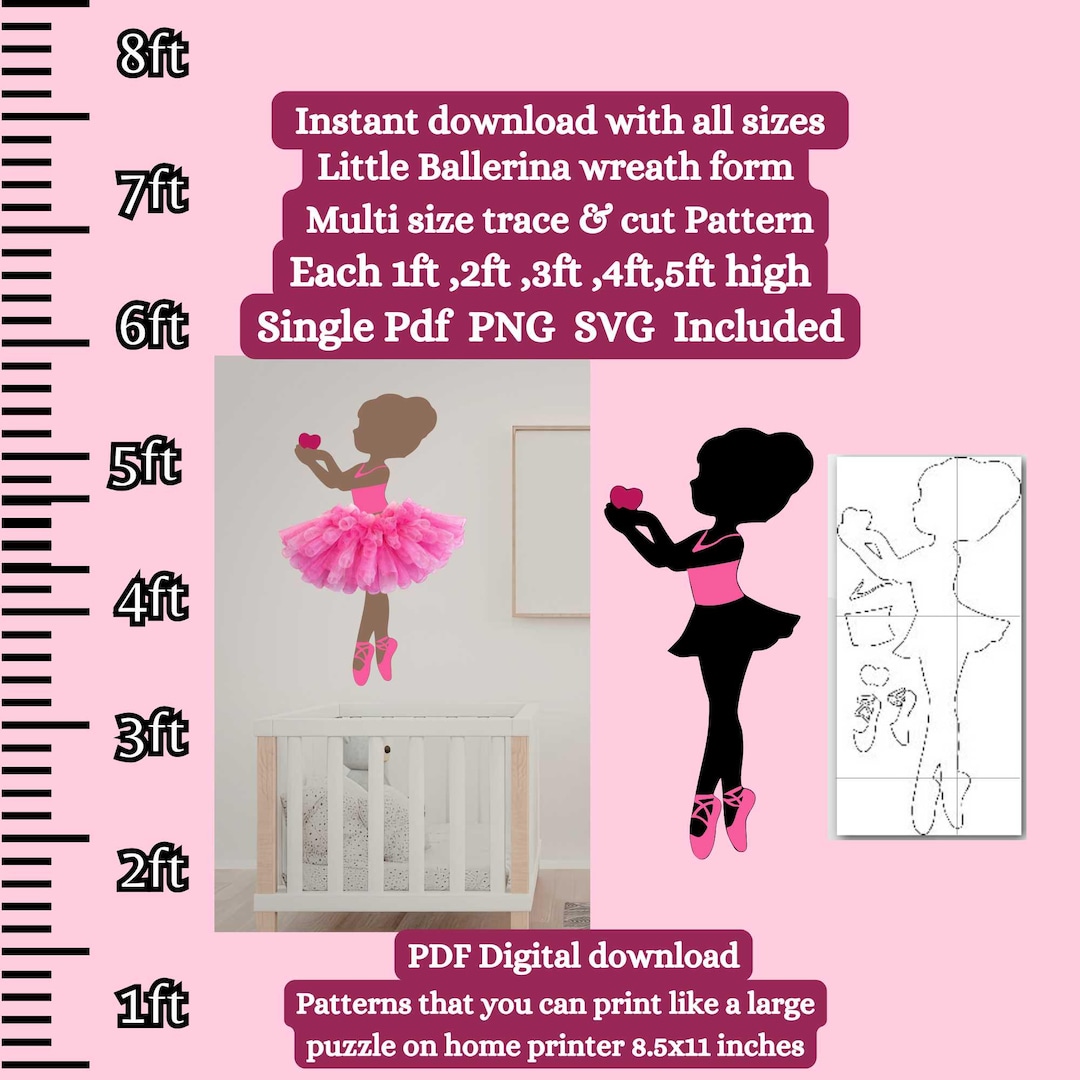 Diy Ballet Dancer Girl Cut Out Pattern PDF Template Silhouette ...