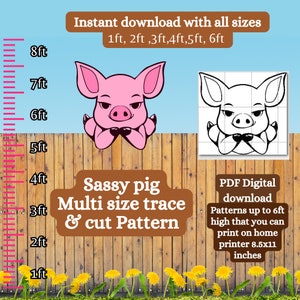 Shelf Sitter sassy Pig, Farm  silhouette template, yard art pdf pattern , printable woodworking pattern,diy yard art ,porch sign ranch decor