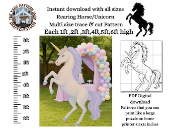 Rearing Unicorn Cutout Pattern, Yard Art Stencil (PDF Download)