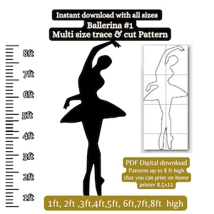1ft to 8ft Nutcracker ballet dancer pattern PDF template ,Printable trace and Cut, Christmas silhouette , digital Stencil, yard decoration