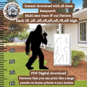 Plantilla de arte de jardín de tamaño natural de 2,24 m con un pájaro saltando, plantilla imprimible en PDF, carpintería, recorte, plantilla digital