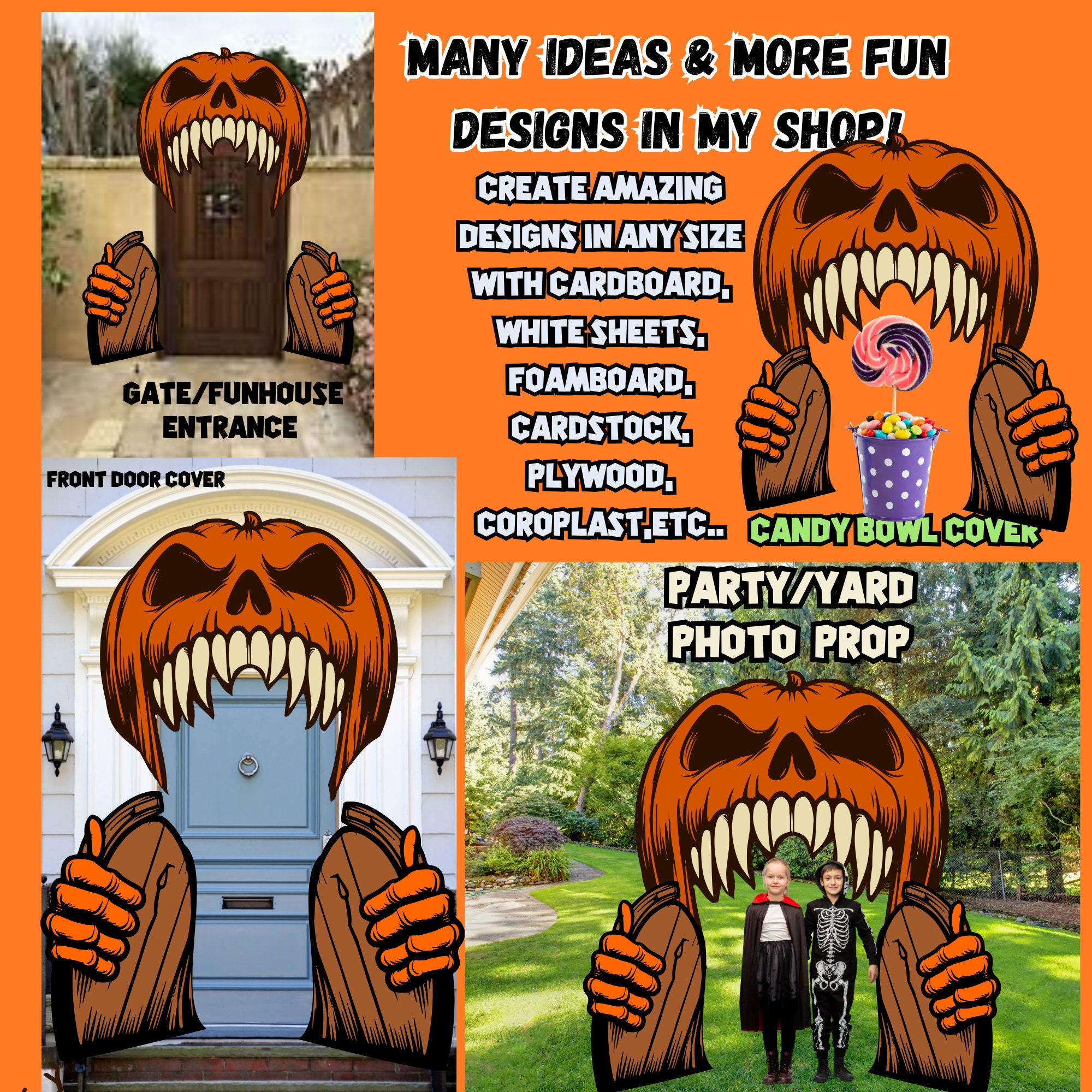Life Size Halloween Pumpkin Face Monster Arch Entrance