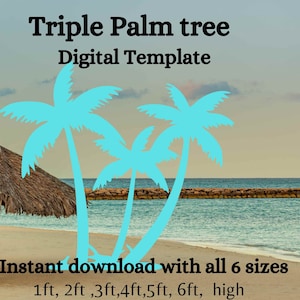 5ft 6ft Coconut tree PDF template ,tiki theme Printable trace and Cut, wooden cutout sign Template, Stencils. summer lawn decorations party