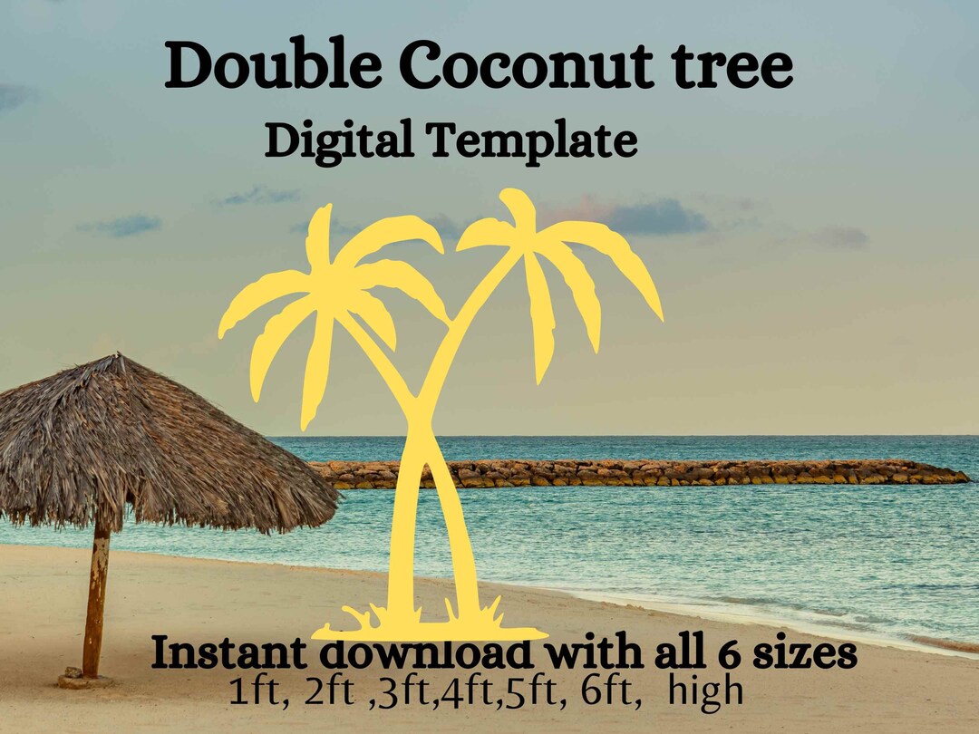 5ft 6ft Double Palm Tree PDF Template ,printable Trace and Cut, Beach ...