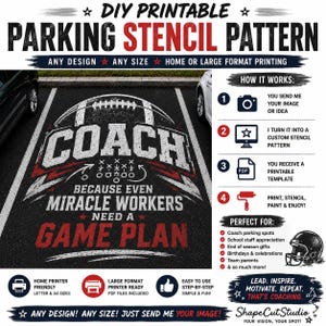 Design your own Parking spot PDF pattern stencil, printable trace and cut digital outline,  any size , high school senior parking space