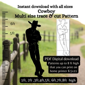 Cowboy in Lebensgröße, lehnend, Silhouette, Geschenk, Geschenk zum Geburtstag, weihnachtliches Geschenk, weihnachtliches Geschenk, Geschenk zum Geburtstag, weihnachtliches Geschenk