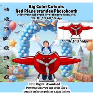 DIY Oversize Plane front cut out standee prop pdf ,1-6ft Large Printable Aviation, Time flies party decor, travel photo booth pic cartoon
