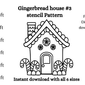 Casa di pan di zenzero da 1 piede a 6 piedi, modello PDF, modello di taglio tracciabile stampabile, modello di silhouette natalizia, stencil, decorazioni natalizie per il cortile