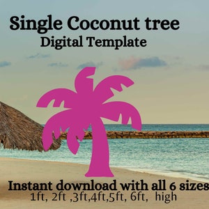 1 ft 3 ft 4 ft 5 ft 6 ft Palm tree estêncil PDF modelo, Imprimível traçar e cortar, cenário de festa luau havaiano, padrão de papel digital pdf, adereço