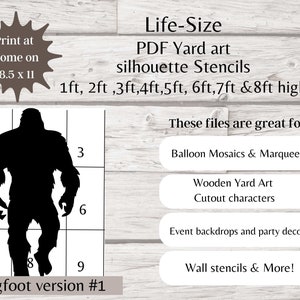 Life size Sasquatch pdf template , Bigfoot yard art christmas silhouette, digital stencil , woodworking pattern 3ft 4ft 5ft 6ft 7ft 8ft
